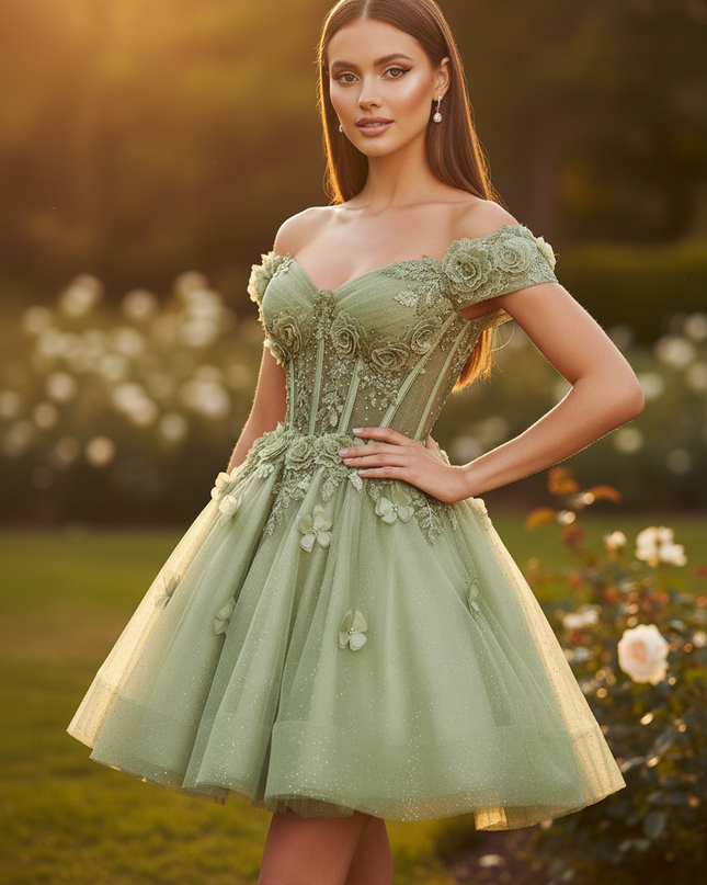 Gruenes Glitzerkleid fuer Hochzeitsgast - Ansicht 4