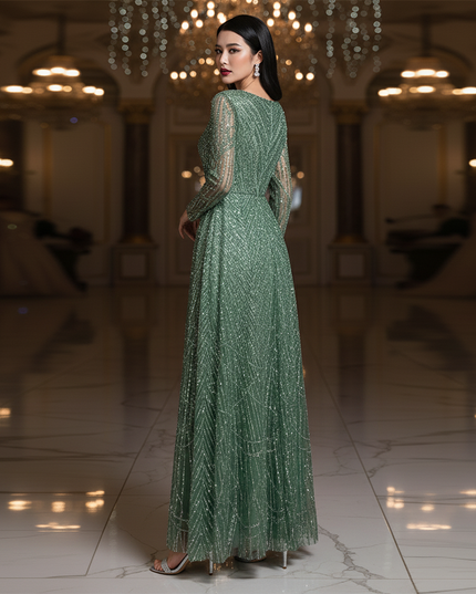 Gruenes Glitzer Kleid Lang - Ansicht 2