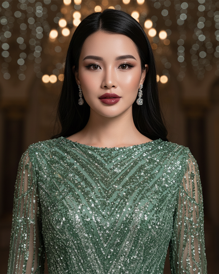 Gruenes Glitzer Kleid Lang - Ansicht 4