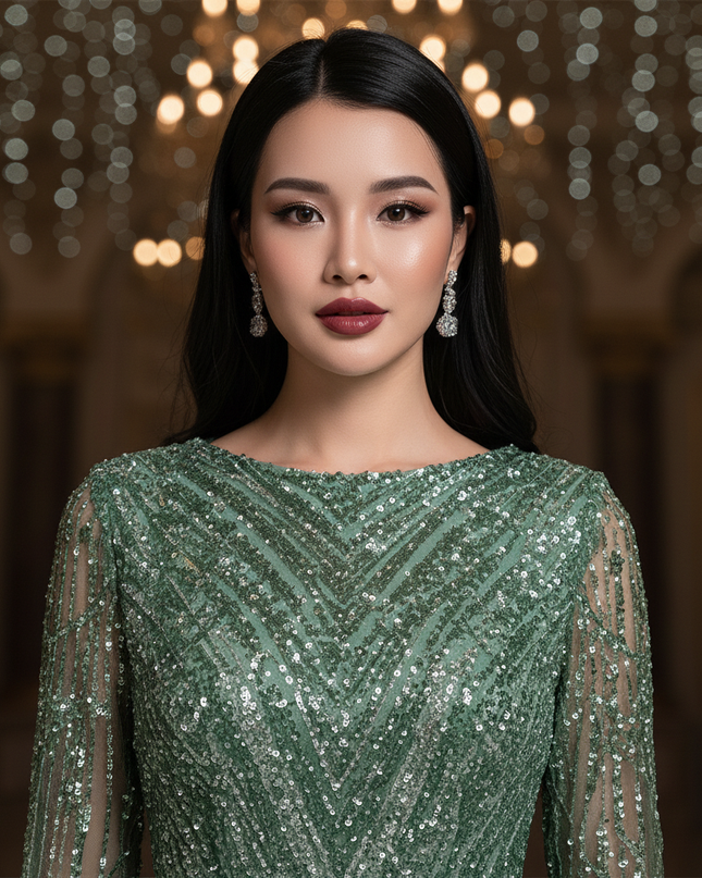 Gruenes Glitzer Kleid Lang - Ansicht 4