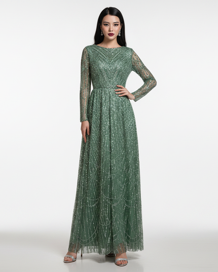 Gruenes Glitzer Kleid Lang - Ansicht 5