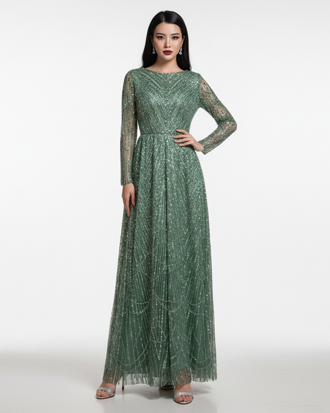 Gruenes Glitzer Kleid Lang - Ansicht 5