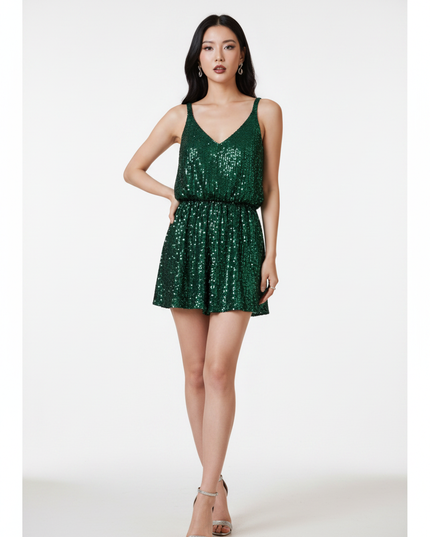Gruenes Glitzerkleid lang Pailletten - Ansicht 5