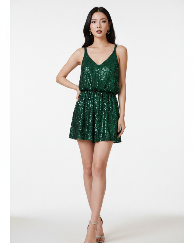 Gruenes Glitzerkleid lang Pailletten - Ansicht 5