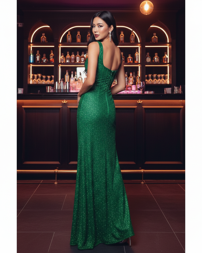 Gruenes Glitzerkleid Lang Sequin - Ansicht 2