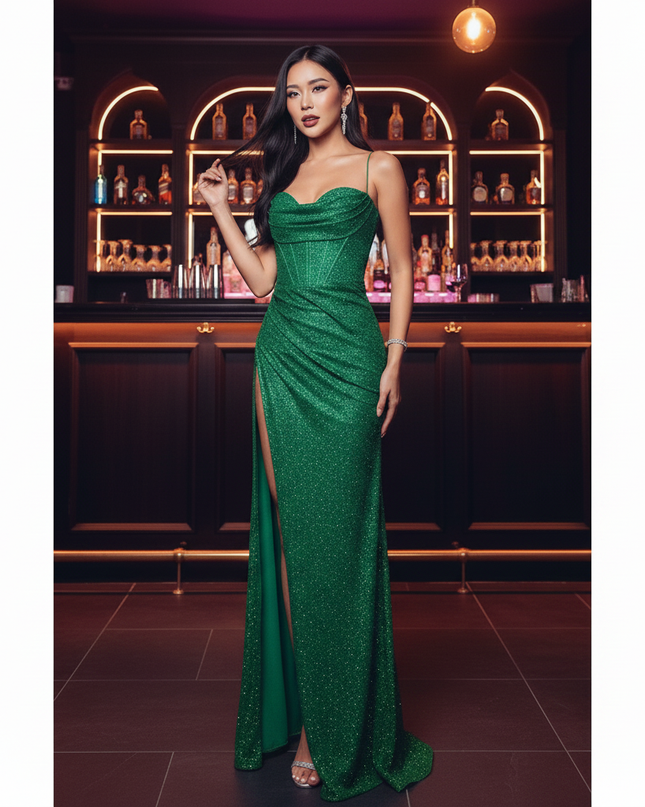 Gruenes Glitzerkleid Lang Sequin - Ansicht 4