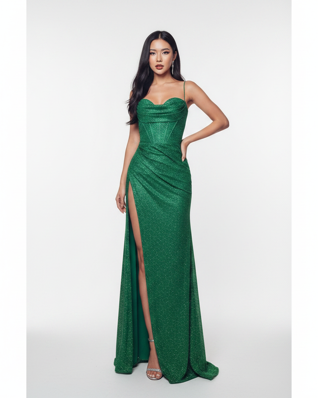 Gruenes Glitzerkleid Lang Sequin - Ansicht 5