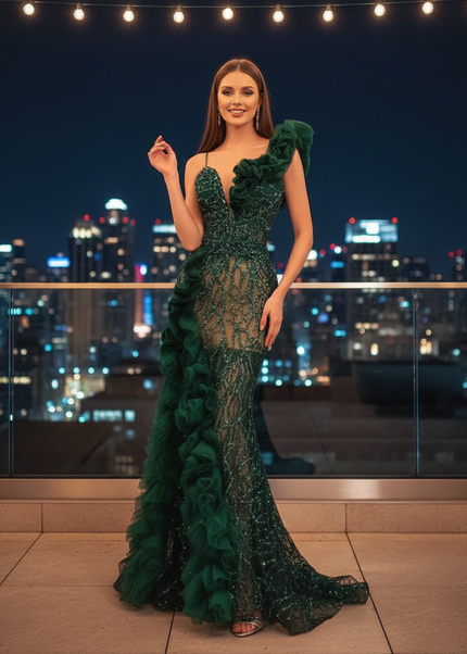 Smaragdgrünes Meerjungfrauenkleid - Ansicht 1