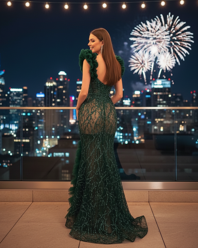 Smaragdgrünes Meerjungfrauenkleid - Ansicht 2
