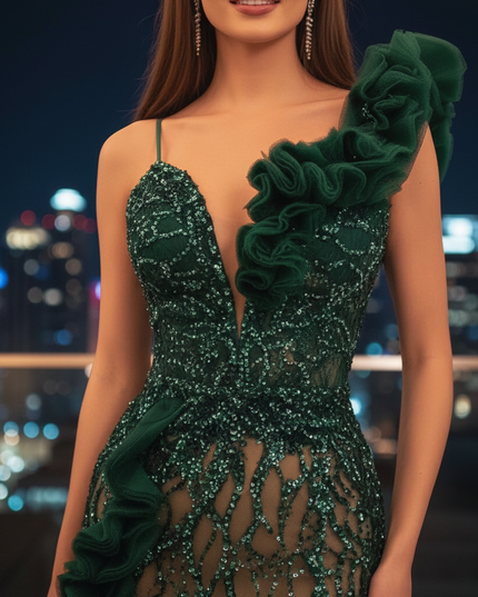 Smaragdgrünes Meerjungfrauenkleid - Ansicht 4