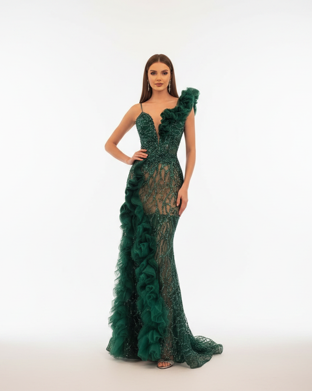 Smaragdgrünes Meerjungfrauenkleid - Ansicht 5
