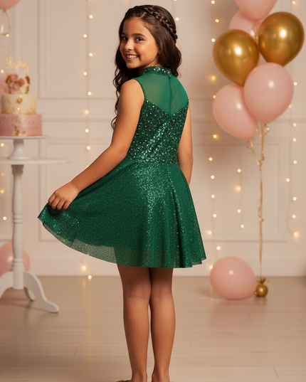 Gruenes Glitzer Tanzkleid Maedchen - Ansicht 2