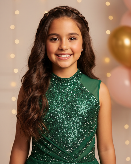 Gruenes Glitzer Tanzkleid Maedchen - Ansicht 4