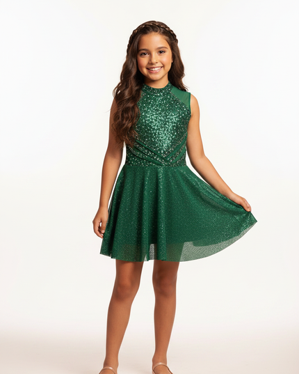 Gruenes Glitzer Tanzkleid Maedchen - Ansicht 5