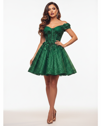 Gruenes Tuellkleid Glitzer Pailletten - Ansicht 5