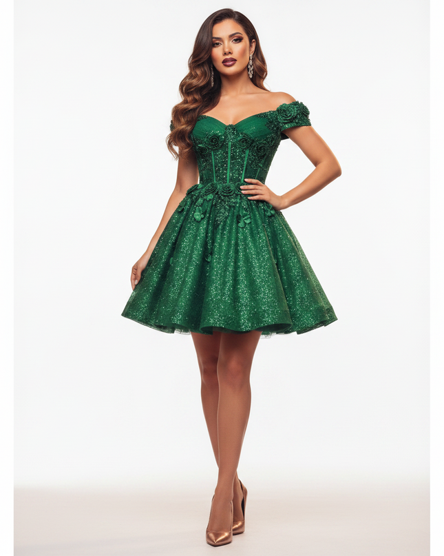 Gruenes Tuellkleid Glitzer Pailletten - Ansicht 5