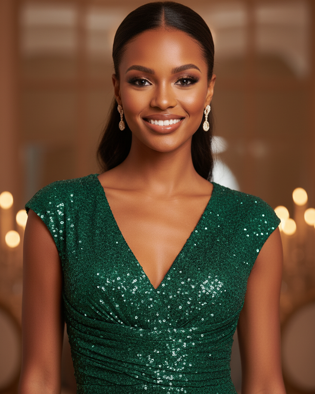 Jadegruenes Glitzer Kleid Lang - Ansicht 4