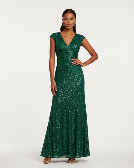 Jadegruenes Glitzer Kleid Lang - Ansicht 5