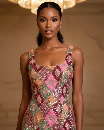 Kiwigruenes Glitzerkleid Mini festlich - Ansicht 4