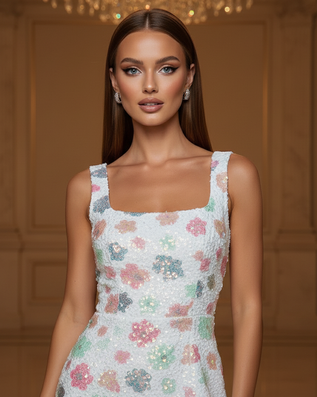 Buntes Pailletten Minikleid - Ansicht 4