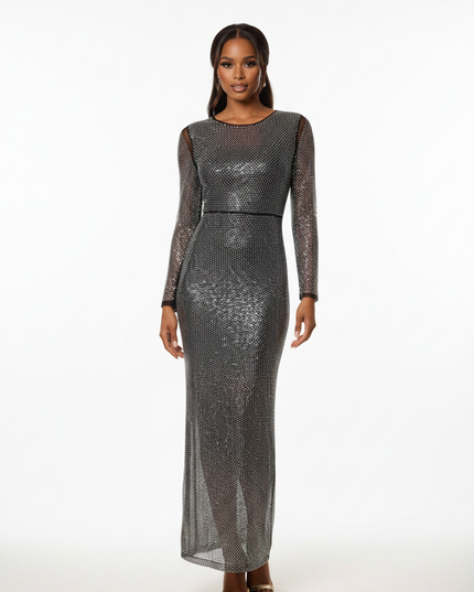 Langes Schwarzes Kleid mit Glitzer - Ansicht 5