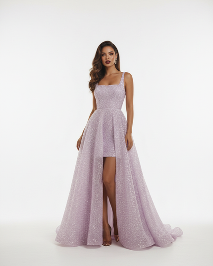Lila Glitzer Brautkleid Pailletten Lang - Ansicht 5