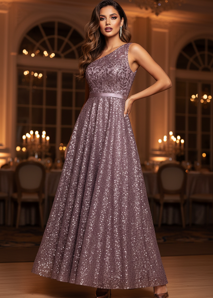 Lila Glitzer Kleid A-Linie Tuell - Ansicht 1
