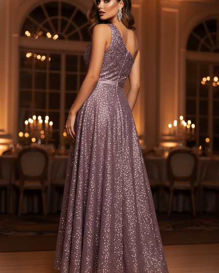 Lila Glitzer Kleid A-Linie Tuell - Ansicht 2