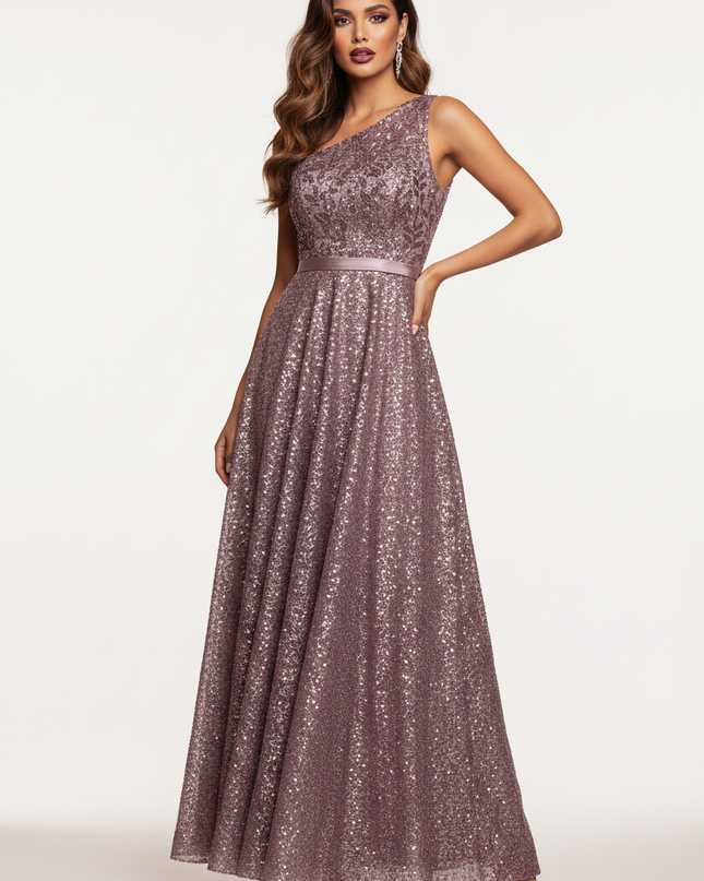 Lila Glitzer Kleid A-Linie Tuell - Ansicht 5