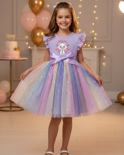 Lila Glitzer Kleid Maedchen Kurz - Ansicht 1