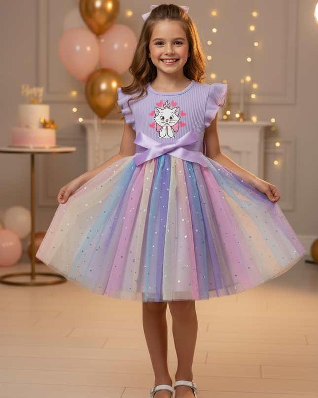 Lila Glitzer Kleid Maedchen Kurz - Ansicht 3