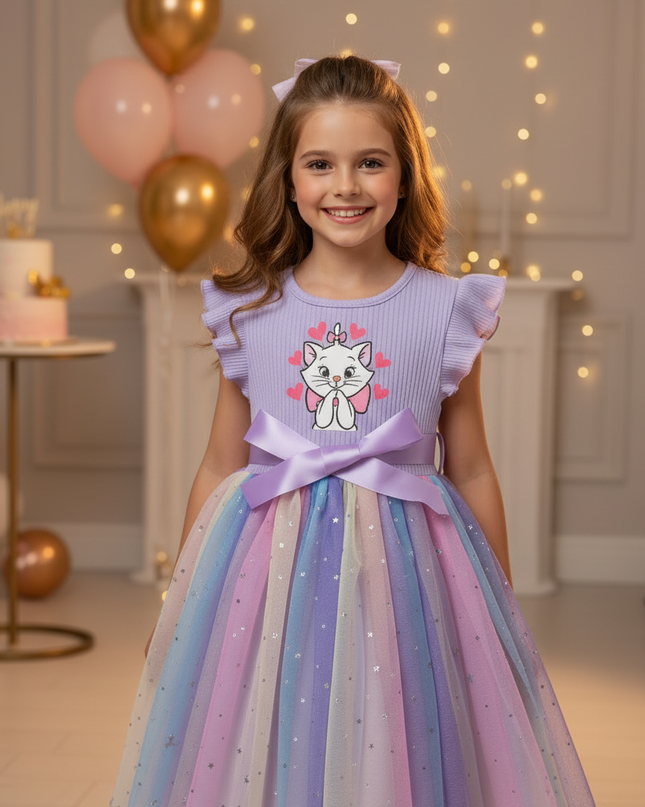Lila Glitzer Kleid Maedchen Kurz - Ansicht 4