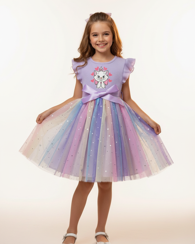 Lila Glitzer Kleid Maedchen Kurz - Ansicht 5