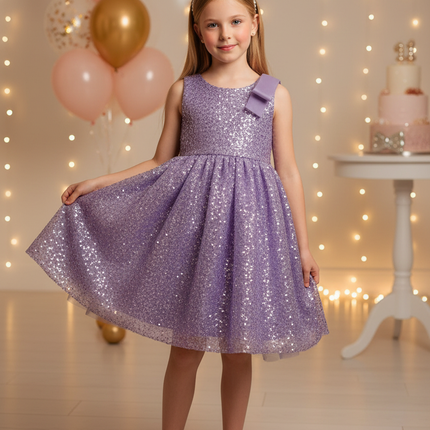 Lila Glitzer Kleid Mädchen - Ansicht 1
