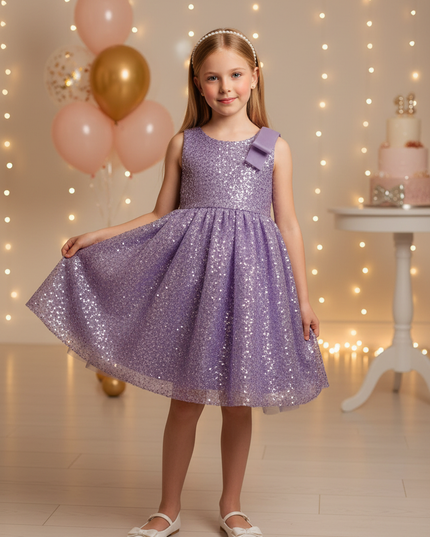 Lila Glitzer Kleid Mädchen - Ansicht 1
