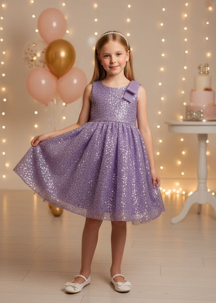 Lila Glitzer Kleid Mädchen - Ansicht 1