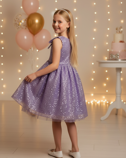 Lila Glitzer Kleid Mädchen - Ansicht 2