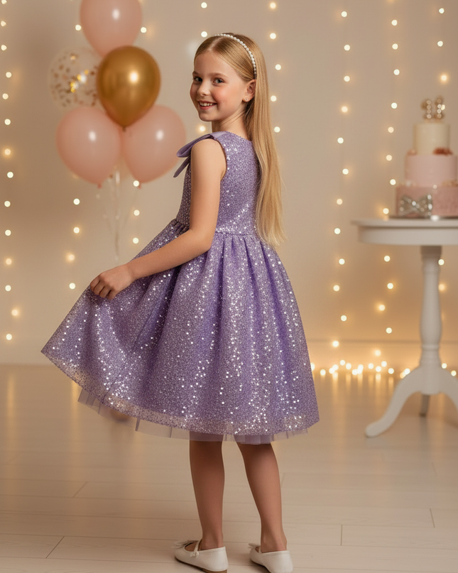 Lila Glitzer Kleid Mädchen - Ansicht 2
