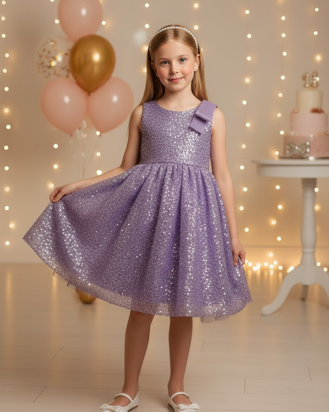 Lila Glitzer Kleid Mädchen - Ansicht 3