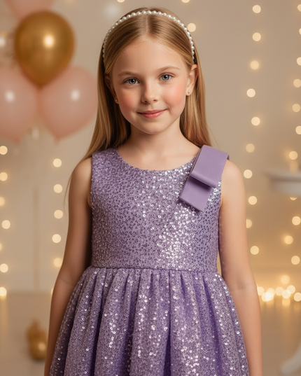 Lila Glitzer Kleid Mädchen - Ansicht 4