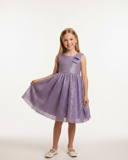 Lila Glitzer Kleid Mädchen - Ansicht 5