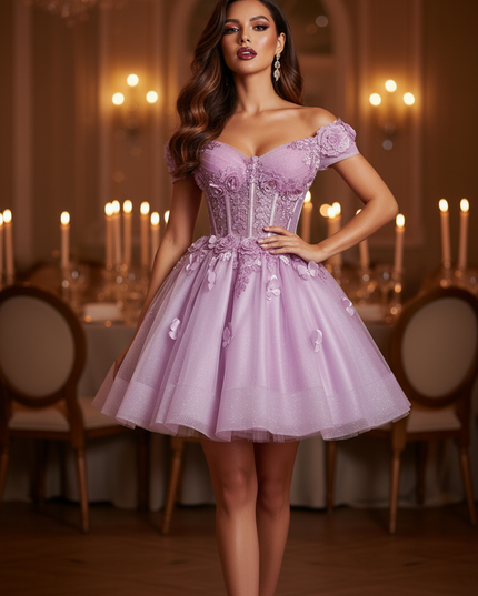 Lila Glitzer Kleid Tuell Prinzessin - Ansicht 4