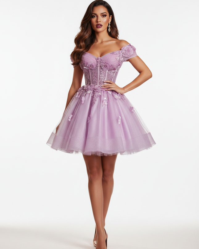 Lila Glitzer Kleid Tuell Prinzessin - Ansicht 5