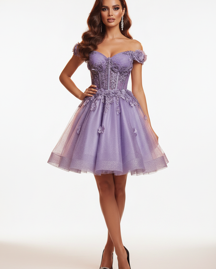 Lila Glitzerkleid Tuell Mini Sweetheart - Ansicht 5