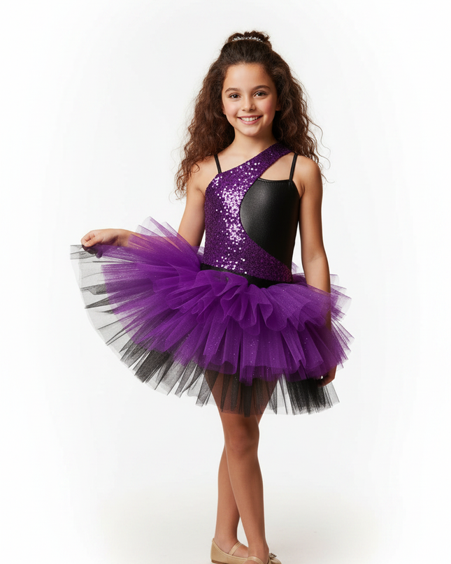Lila Pailletten Tanzkleid Maedchen - Ansicht 5