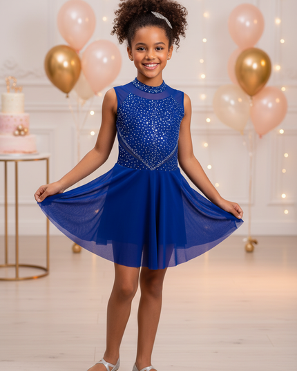 Maedchen Glitzer Lyrical Kleid Blau Pailletten - Ansicht 1