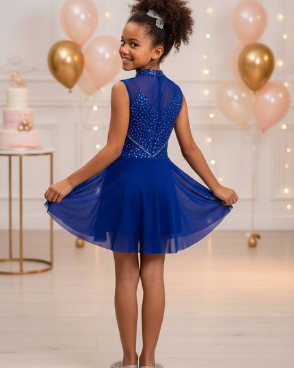 Maedchen Glitzer Lyrical Kleid Blau Pailletten - Ansicht 2