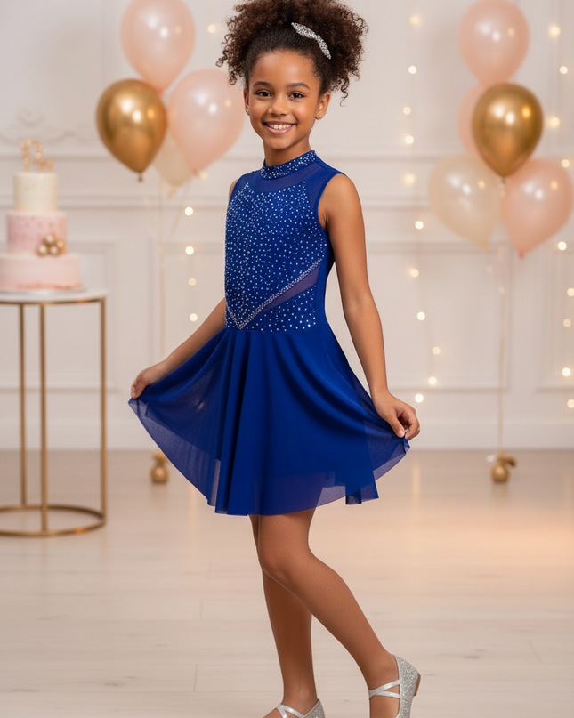 Maedchen Glitzer Lyrical Kleid Blau Pailletten - Ansicht 3