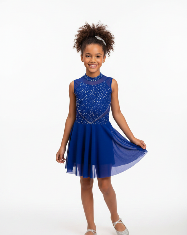 Maedchen Glitzer Lyrical Kleid Blau Pailletten - Ansicht 5
