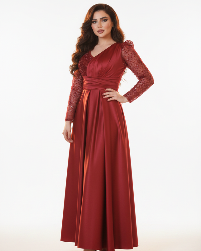 Das mohnrote Glitzerkleid in Lang - Ansicht 5